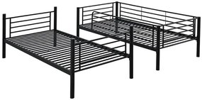 Czarne metalowe łóżko piętrowe młodzieżowe 90x200 D2-D21