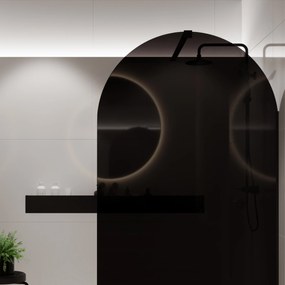 Ścianka prysznicowa WALK IN fix czarna półokrągła 8mm MOLIS Black Oval MASSI | Różne rozmiary : Kolor profili kabiny - chrom / srebrny, Szerokość ścianki - 120 cm, Typ montażu - WALK in FIX (Do ściany)