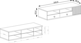 Szafka RTV stojąca ALMERIA 160,6 cm do Salonu pod Telewizor z 2 Szufladami - Dąb artisan