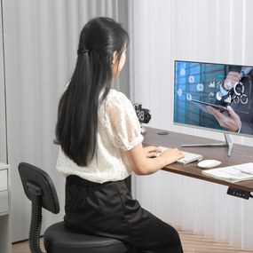 HOMCOM Ergonomiczne Krzesło Biurowe, Kompaktowe, Regulowane, z Podnóżkiem, Obrotowe, Skóra Ekologiczna, Metal, Czarne