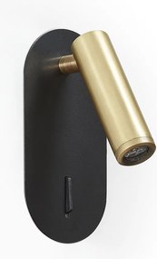 Kinkiet czytnika Dirk nowoczesny styl - wpuszczany - 3W LED SMD - 3000K - w?./wy?. - 90° i 300° stopni - IP20 - stal - czarny i z?oty