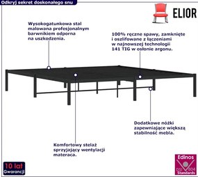 Czarne loftowe łóżko małżeńskie 200x200 cm K0-T66