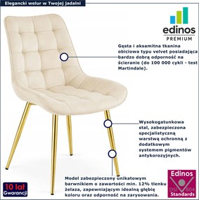Jasnobeżowe welurowe krzesło w stylu glamour M2-L84