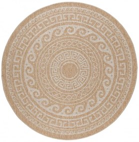 Dywan zewnętrzny okrągły Comilla ornament beżowy 80 cm x 80 cm