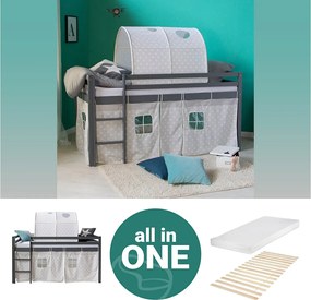 Łóżko piętrowe 90x200 cm szare