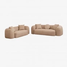 Zestaw Salonowy Z Modułową Sofą 3-osobową I Sofą 2-osobową Z Tkaniny Coco Chenille Gruba Tkanina Szenilowa Latte Brown - Sklum