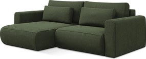 Narożnik lewostronny z funkcją spania - z tkaniny strukturalnej - oliwkowy - KAPUA