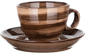 Banquet Zestaw 6 filiżanek ze spodkami Palas 90 ml, brązowy