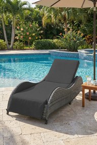 Antracytowy leżak technorattanowy ogrodowy z poduszką H5-Z30