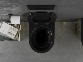 Mexen Lena miska wc Rimless z deską wolnoopadającą slim, duroplast, czarna mat/złota wzór łuski - 30224078