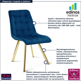 Granatowe metalowe krzesło welurowe glamour M6-L93