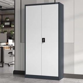 Biurowa szafa metalowa na akta JAN, 900 x 1850 x 400 mm, antracytowo-biała