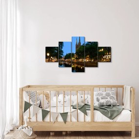 Obraz nocnego historycznego miasta (125x70 cm)
