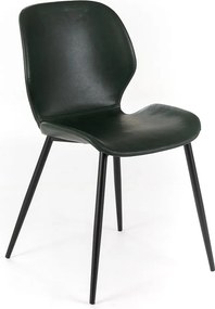 Komplet 4 eleganckich krzeseł ze sztucznej skóry w kolorze ciemnozielonym "Liam" miękki w dotyku vintage, 45x55 cm, 83h