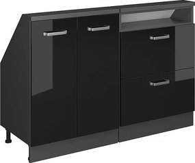 Szafka kuchenna na dach skośny czarny wysoki połysk 120x46x81.6 r-line