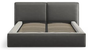 Szare aksamitne tapicerowane łóżko dwuosobowe ze schowkiem i stelażem 180x200 cm Arendal – Cosmopolitan Design