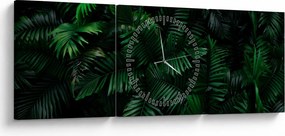 Obraz - Paprocie tropikalne (z zegarem) (90x30 cm)