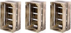 Drewniane skrzynki - zestaw 3 sztuk VINTAGE DIVERO kolor brązowy - 51 x 36 x 23