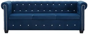 Aksamitna sofa w stylu Chesterfield Charlotte 3Q - niebieska