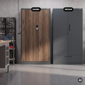 Szafa biurowa metalowa z zamkiem na szyfr antracytowa/orzech, 900x1850x400 mm: DANIEL Eco Design