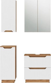 Zestaw mebli łazienkowych dąb/białe paski 59.8x32x62.5 lotta