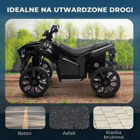 AIYAPLAY Quad dziecięcy elektryczny 6 V quad dla dzieci z funkcją przód/tył, muzyką, reflektorami LED Czarny