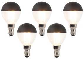 Zestaw 5 żarówek LED E14 z możliwością ściemniania, Filament P45, czarne, 300 lm, 2700 K