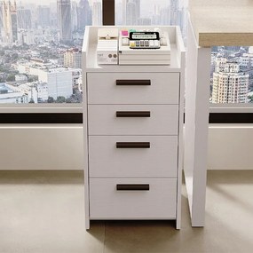 Komoda biała kontenerek pod biurko biurowy regał szafka 4 szuflady wysoka