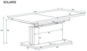 Ława rozkładana podnoszona SOLARIS 110(170)x65 beton ciemny ENDO
