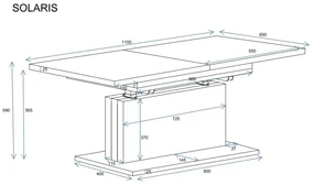 Ława rozkładana podnoszona SOLARIS 110(170)x65 beton ciemny ENDO