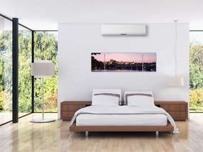 Obraz Zamku Praskiego i Wełtawy (170x50 cm)