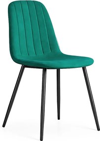 Welurowe krzesło tapicerowane pikowane Butelkowa Zieleń LUMO Czarne nogi
