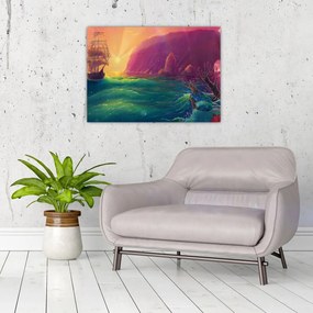 Obraz na szkle - Obraz na szkle olejny, Podróż do fantastycznego królestwa (70x50 cm)