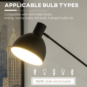 HOMCOM Lampa Podłogowa Styl Przemysłowy Regulowana Wysokość Przełącznik Podłogowy Czarna 30x30x131cm | Aosom PL