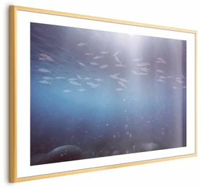 Plakat Rybki w głębinach 90x60 cm z ramą złotą z marginesem ARTGEIST B