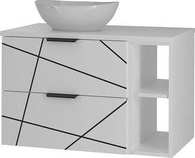 Zestaw Łazienkowy 80cm Szafka z Blatem Regał Umywalka Biały Mat Wood