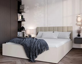 Beżowe łóżko z beżowym zagłówkiem włochacz 160x200 L5-L99