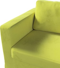 Pokrowiec na sofę Karlstad 3-osobową nierozkładaną, długi kolor zielony tkanina połyskliwa, welwetowa