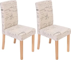 Krzesło do jadalni Littau (zestaw 2 sztuk),  tkanina z napisem, kremowy, jasne nogi