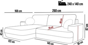 Narożnik FUEGO wolnostojący układ L strona Lewa z funkcją spania w tkaninie Bubble 13