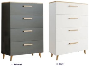 Biała komoda 80 cm z 4 szufladami - Asva