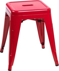 Czerwony metalowy taboret kwadratowy loft K2-L65