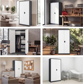 Szafa metalowa wielofunkcyjna: DAWID 900 x 1850 x 450 mm, antracytowo-biała