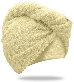 Szybkoschnący turban do włosów frotte beżowy, 100% bawełna