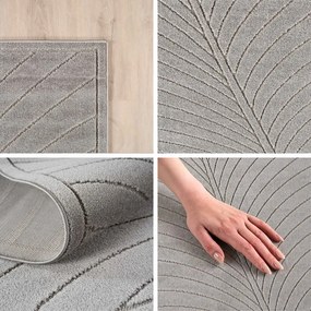Dywan uniwersalny Nova 3D Liść szary 80 cm x 250 cm