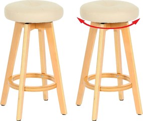 Stołek barowy Boras (zestaw 2) obrotowy,  kremowy, jasne nogi