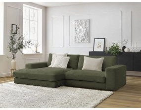 Zielony sztruksowy narożnik (lewostronny/z szezlongiem) Leonard – Bobochic Paris