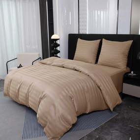 PrzytulneMieszkanie.pl PrzytulneMieszkanie.pl Hotelowa pościel z mikrofibry JASMINE beżowa - pasek 2 cm Rozmiar pościeli: 70 x 90 cm | 140 x 220 cm