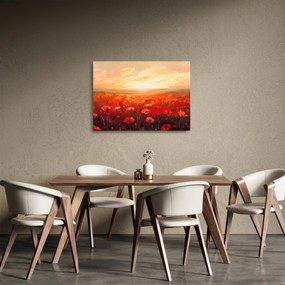 Obraz na szkle - Pole maków (70x50 cm)