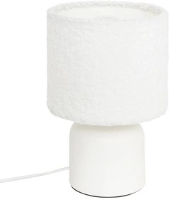 Ceramiczna lampa stołowa BONA z kloszem bouclé, Ø 14 cm